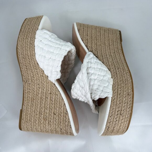 Olivia Miller Womens Woven Platform Wedge Sandals White Size 10 Espadrille Style - Picture 4 of 11